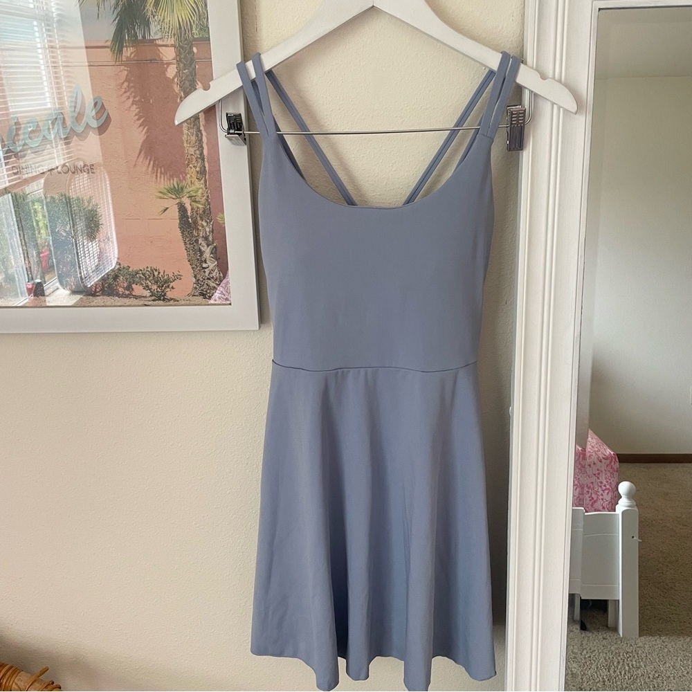Halara Strappy Light Blue Grey Mini Active Dress - Picture 2 of 4